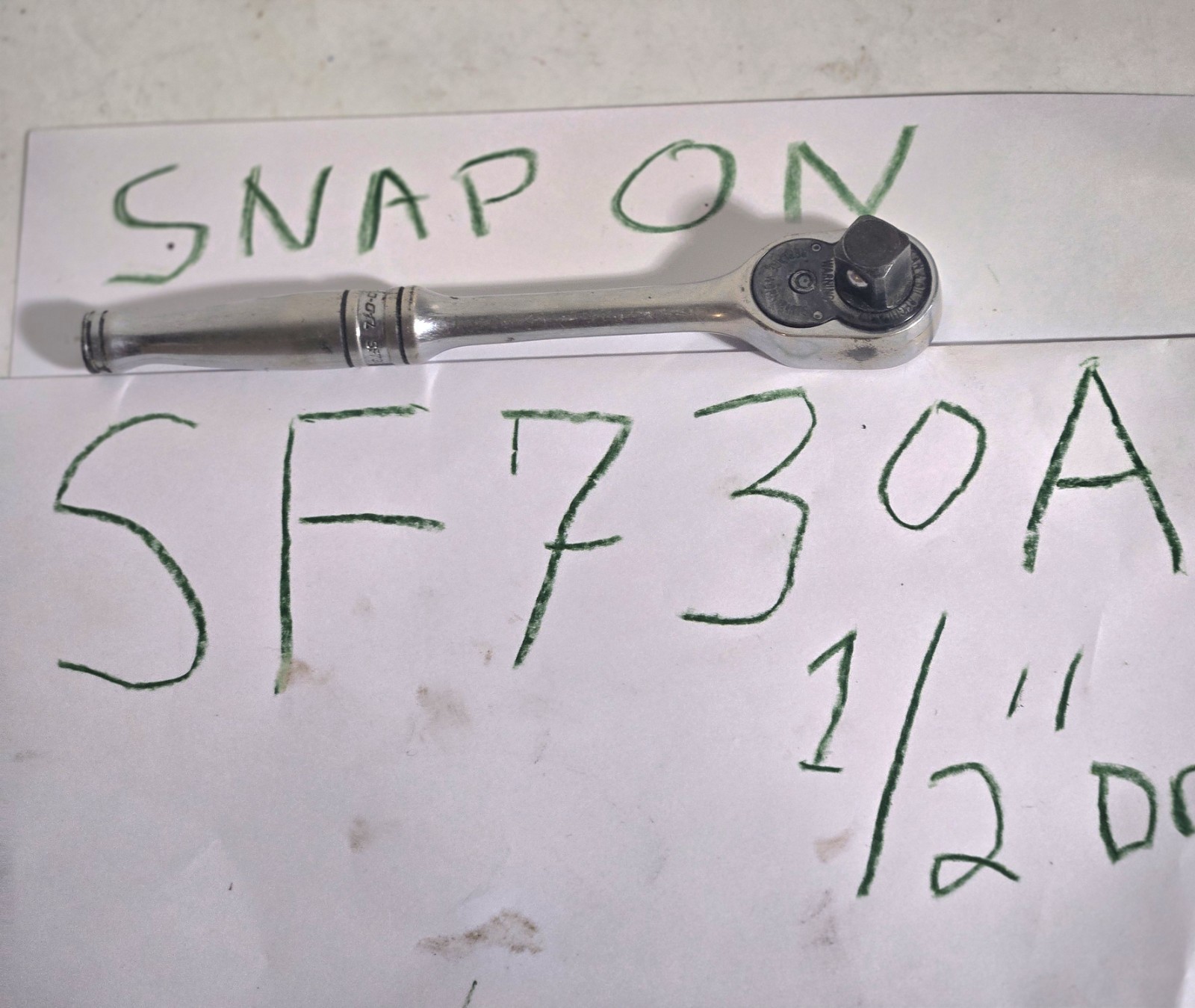 Used Snap on Tools Ratchet 3/8 Body 1/2 Drive Head # SF730A