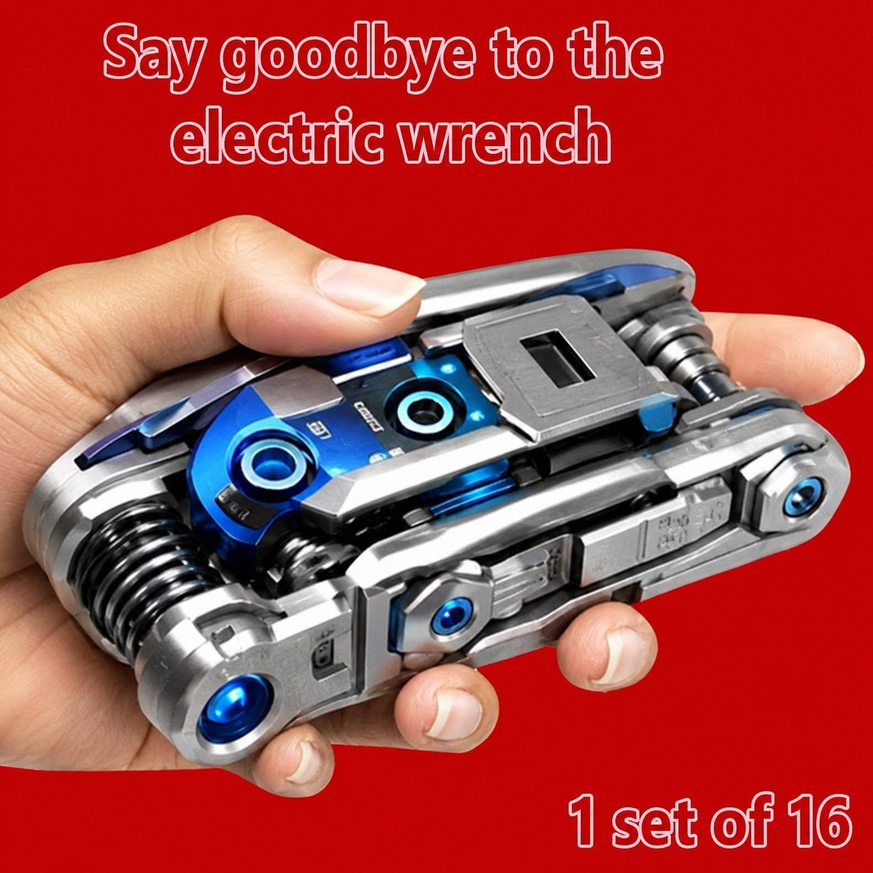 16-in-1 Socket Wrench Set, Non-Slip Rotating Head. Durable Stainless Steel for H
