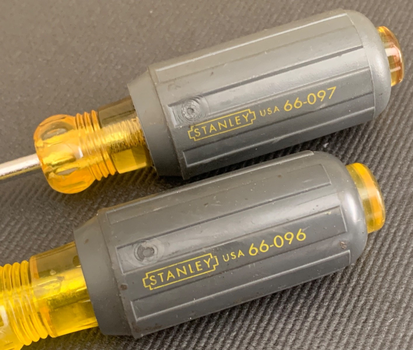 (2) Stanley USA 66-097 6in. & 66-096 3in. 3/16 Cushion Grip Cabinet Screwdrivers