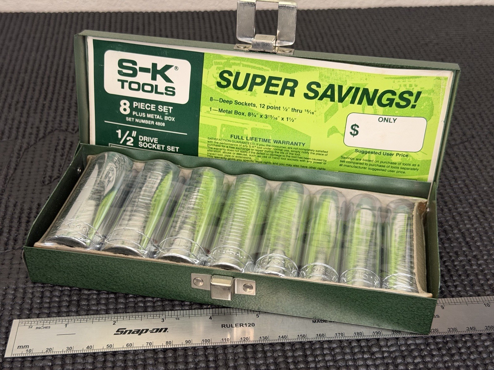 NOS SK Tools 8PC 1/2″ Drive SAE 12PT Deep Socket Set USA🇺🇸 – 4808