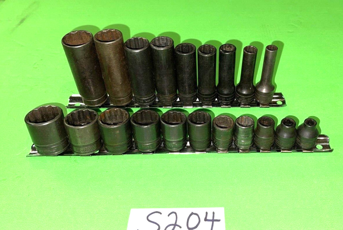 SNAP- ON TOOLS 20 PIECE 3/8 DRIVE SHORT & DEEP SAE. SOCKET SETS 12 POINT