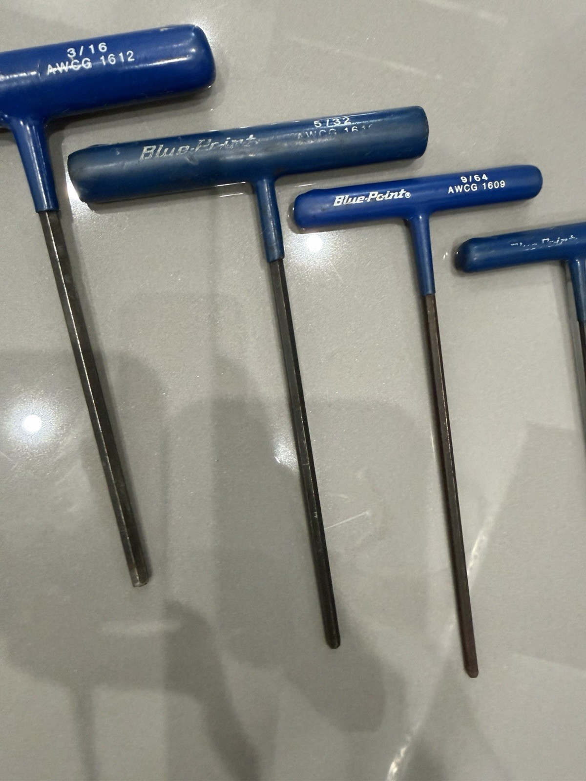 8pcs Blue Point 6 point SAE Blue Handle Hex Allen Key T Handle AWCG