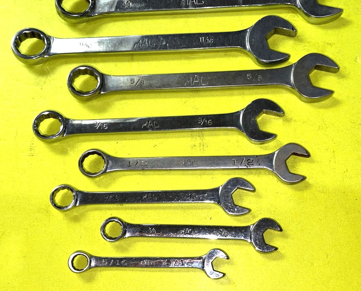 MAC TOOLS 10 PIECE SAE. STANDARD COMBINATION WRENCH SET 12 POINT 5/16 TO 7/8