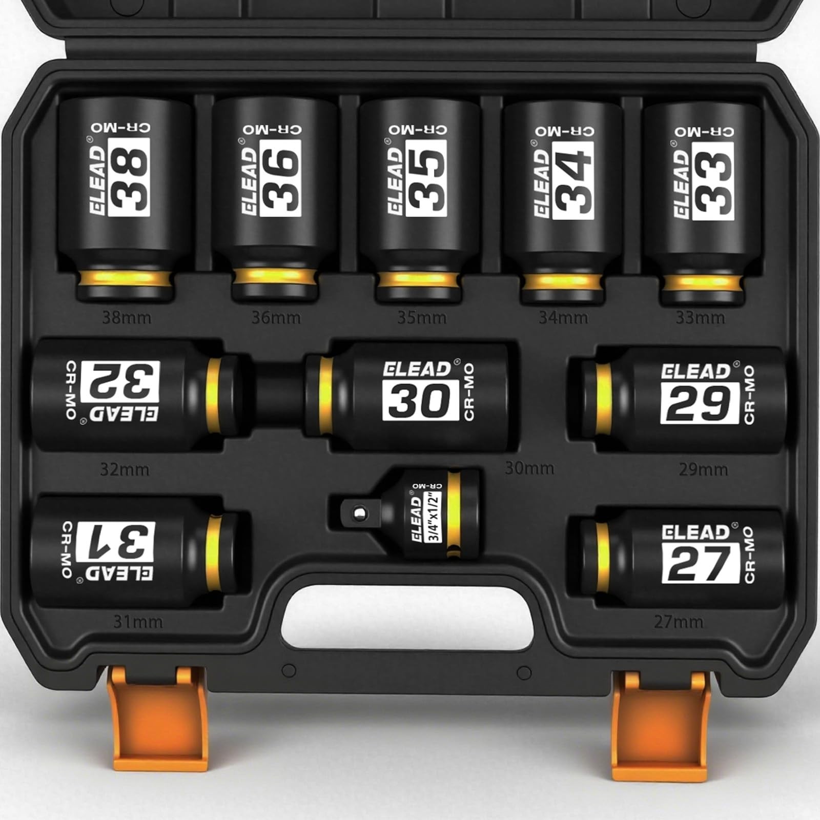 11-Piece 1/2″ Drive Deep Impact Socket Set – Jumbo Metric Wheel Axle Nut Wrench