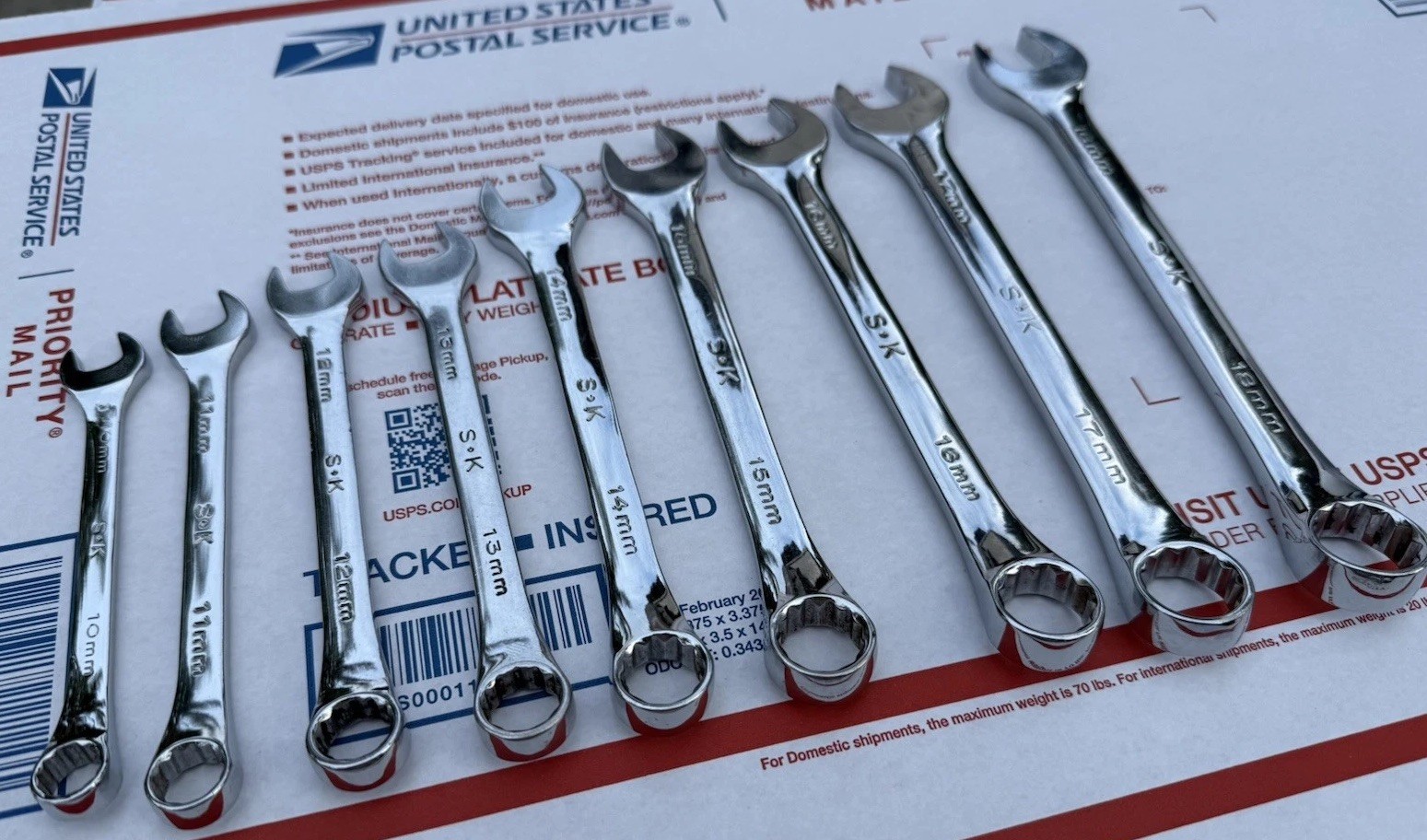 VINTAGE S-K Tools USA Super-Krome® Metric W/CASE Super Chrome wrenches CLEAN