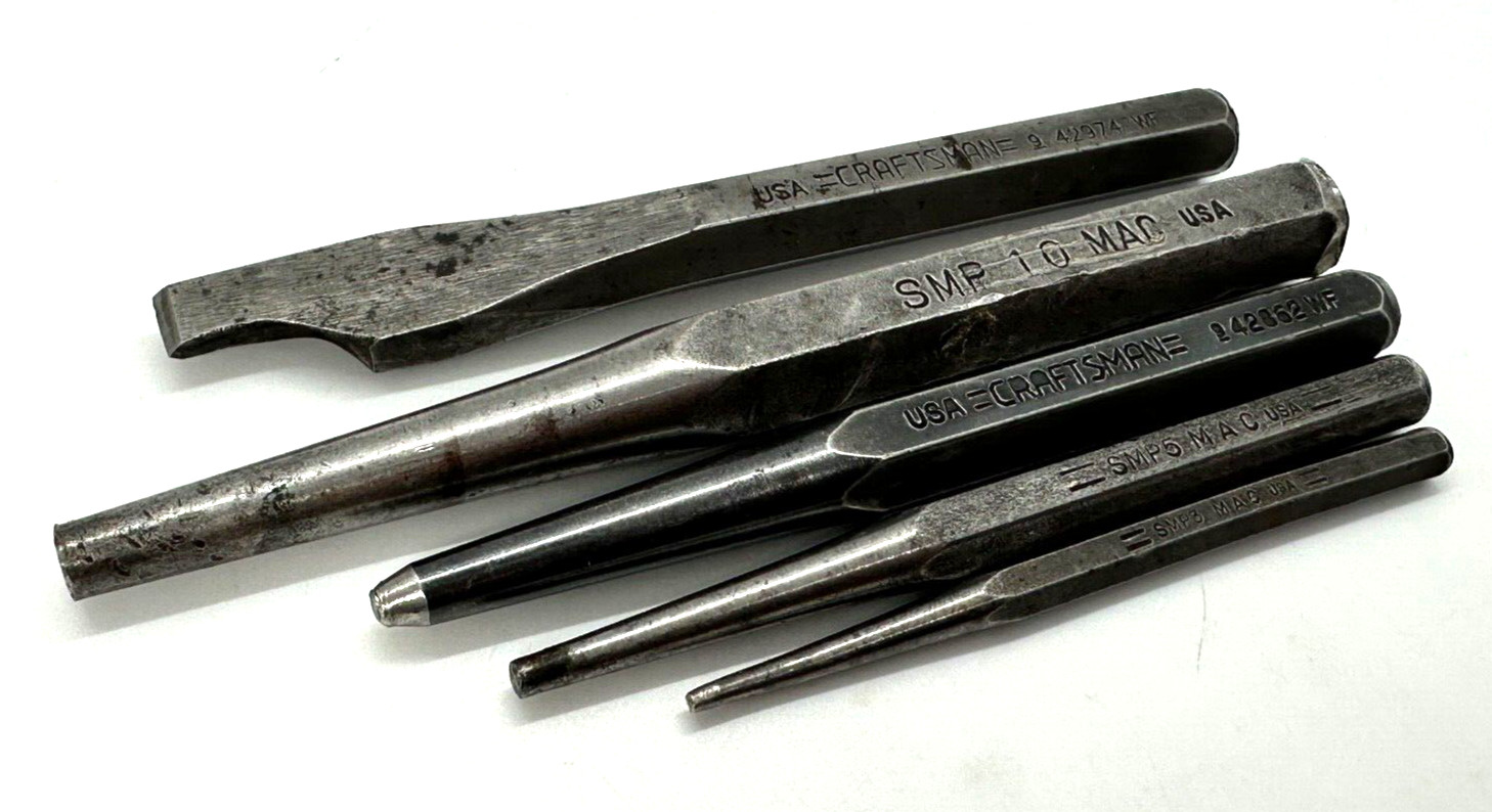 🇺🇸 MAC Craftsman Tools Starter Punch Flat Cold Chisel Set Tapered Pin Lot USA