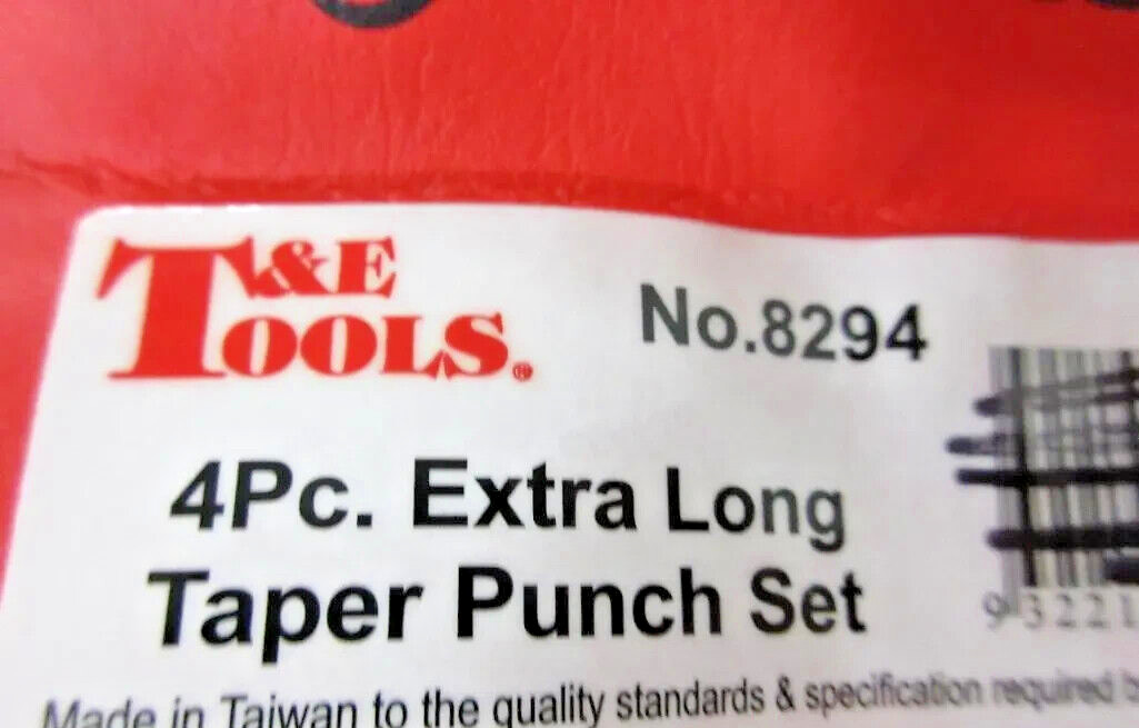 4 Piece Extra Long Taper Punch Set T&E Tools 8294