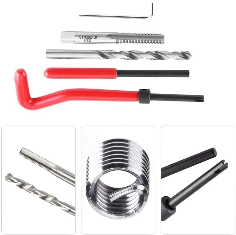 30PCS M6 x 1.0mm Thread Repair Insert Kit, Metric Helicoil Kit Compatible Hand T