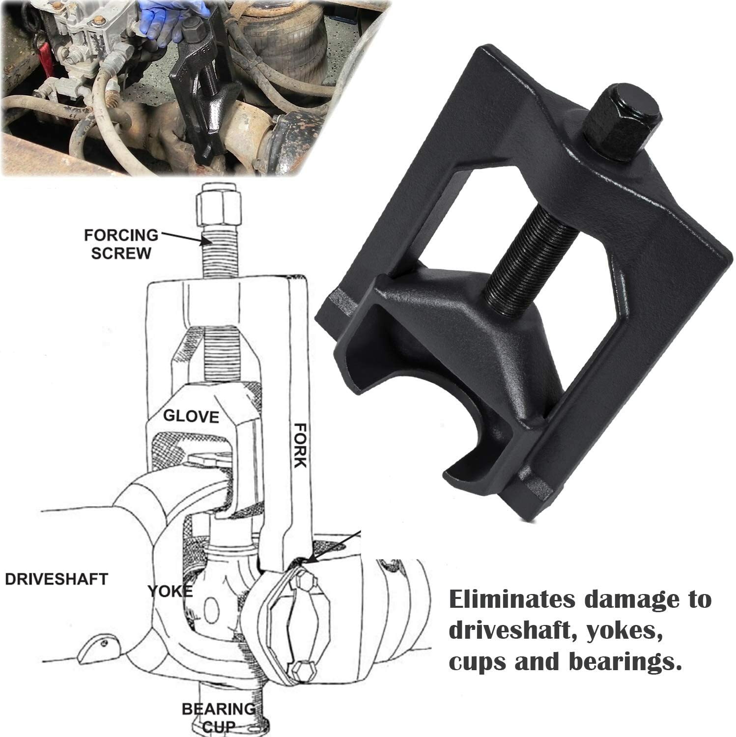 10102 U Joint Puller Class 6-8 with 5192 Bearing Cup Installer Tool Heavy Duty