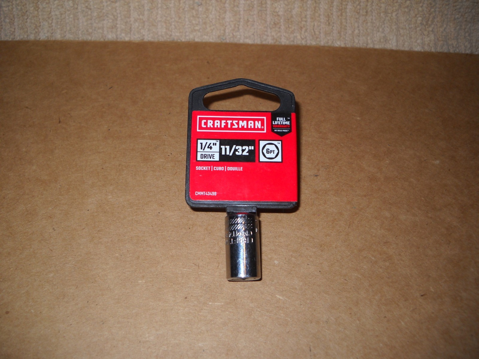 New Craftsman 1/4 Inch Drive 11/32 Inches 6 Point Standard Socket New on Hanger