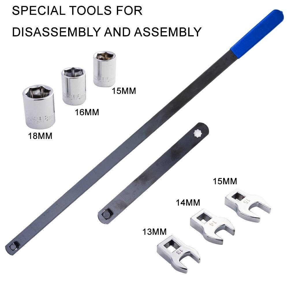 8PC Serpentine Belt Tool Set, Tension Wrench 1/2″ & 3/8″ Square Drive