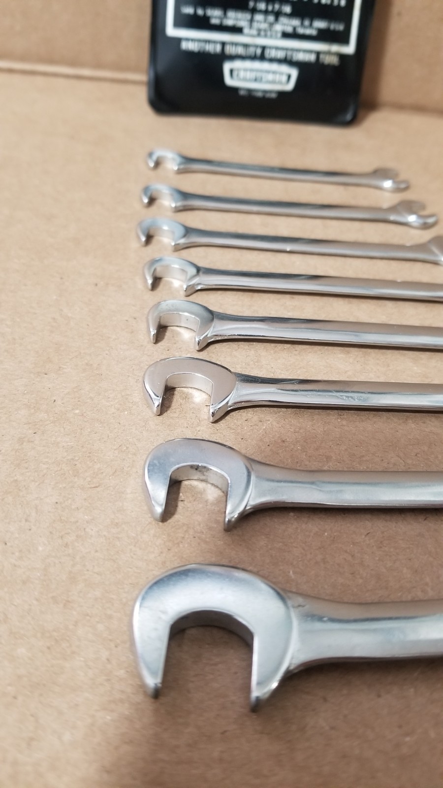 VTG Sears Craftsman 9_4306 Super-tuff Steel 8-Piece Open End Ignition Wrench Set