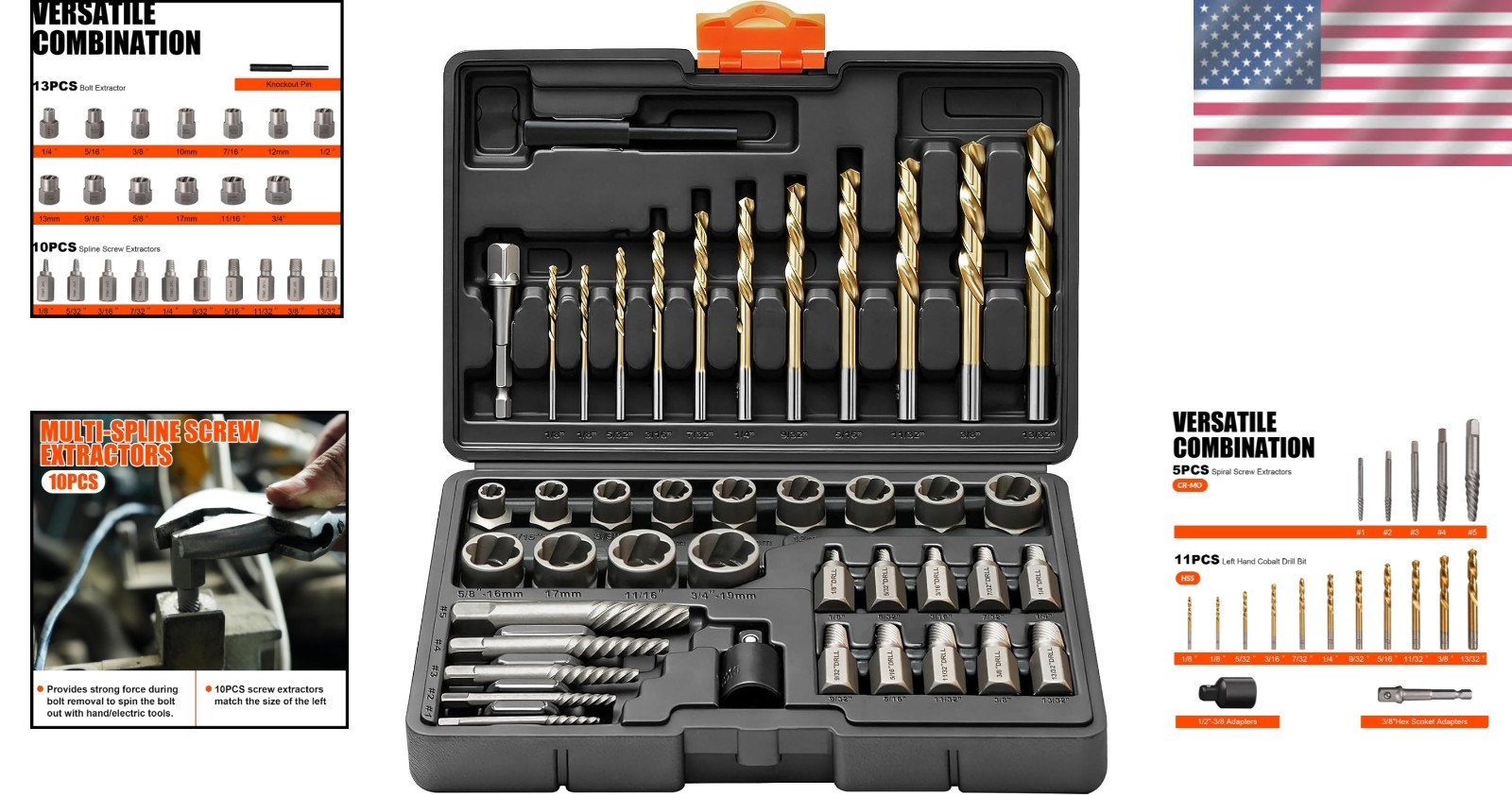 Heavy-Duty 42-Piece Bolt Extractor & Cobalt Bit Set for Stripped, Frozen Screws