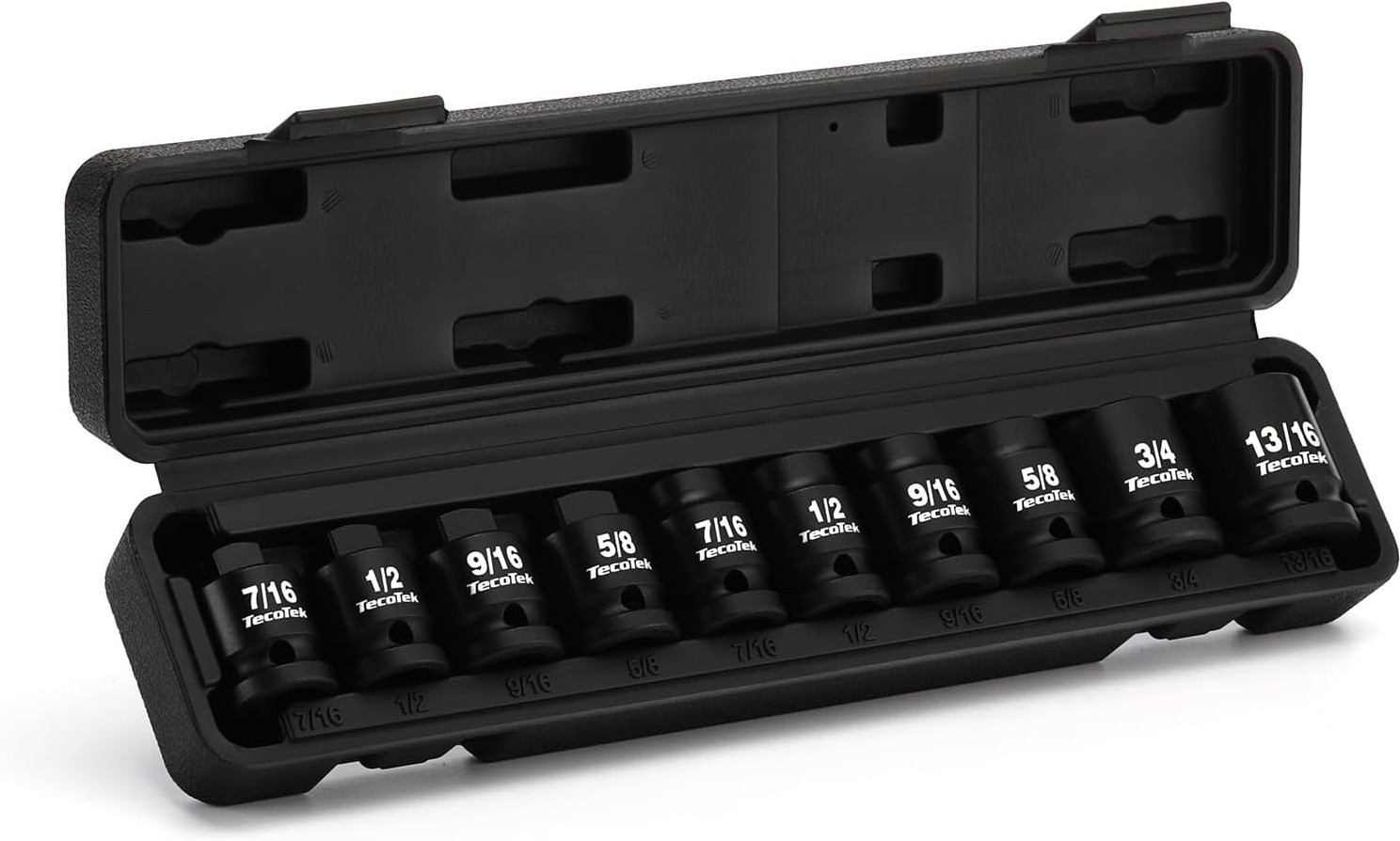 TecoTek 1/2″ Drive Pipe Plug Socket Set, 10-Pc SAE CR-MO 4-Point Sockets