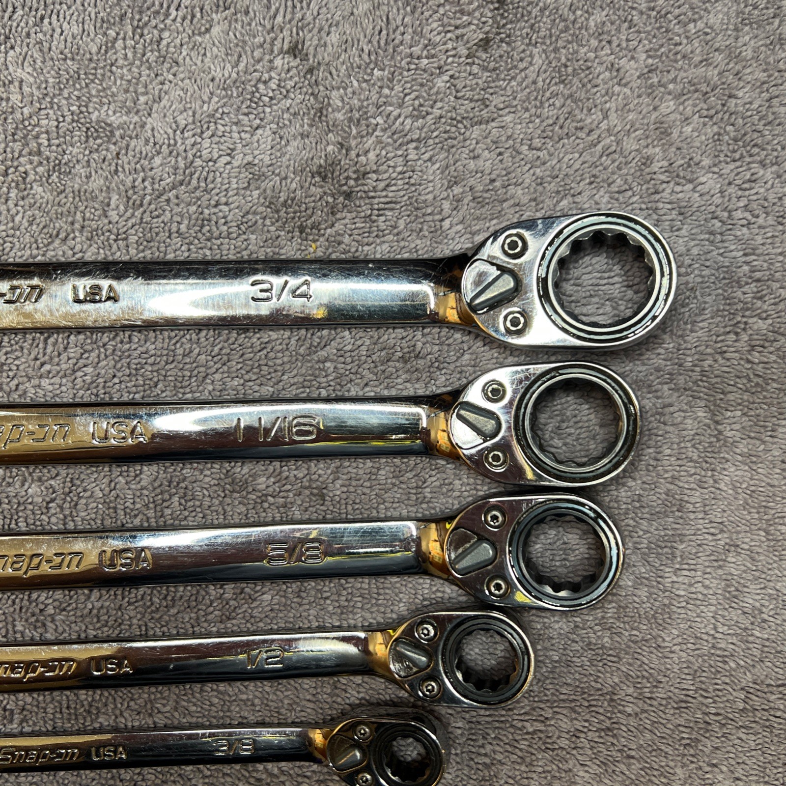 Snap On SAE Flank Drive Plus Reversible Ratcheting Combo Wrench Set (5/16-3/4″)