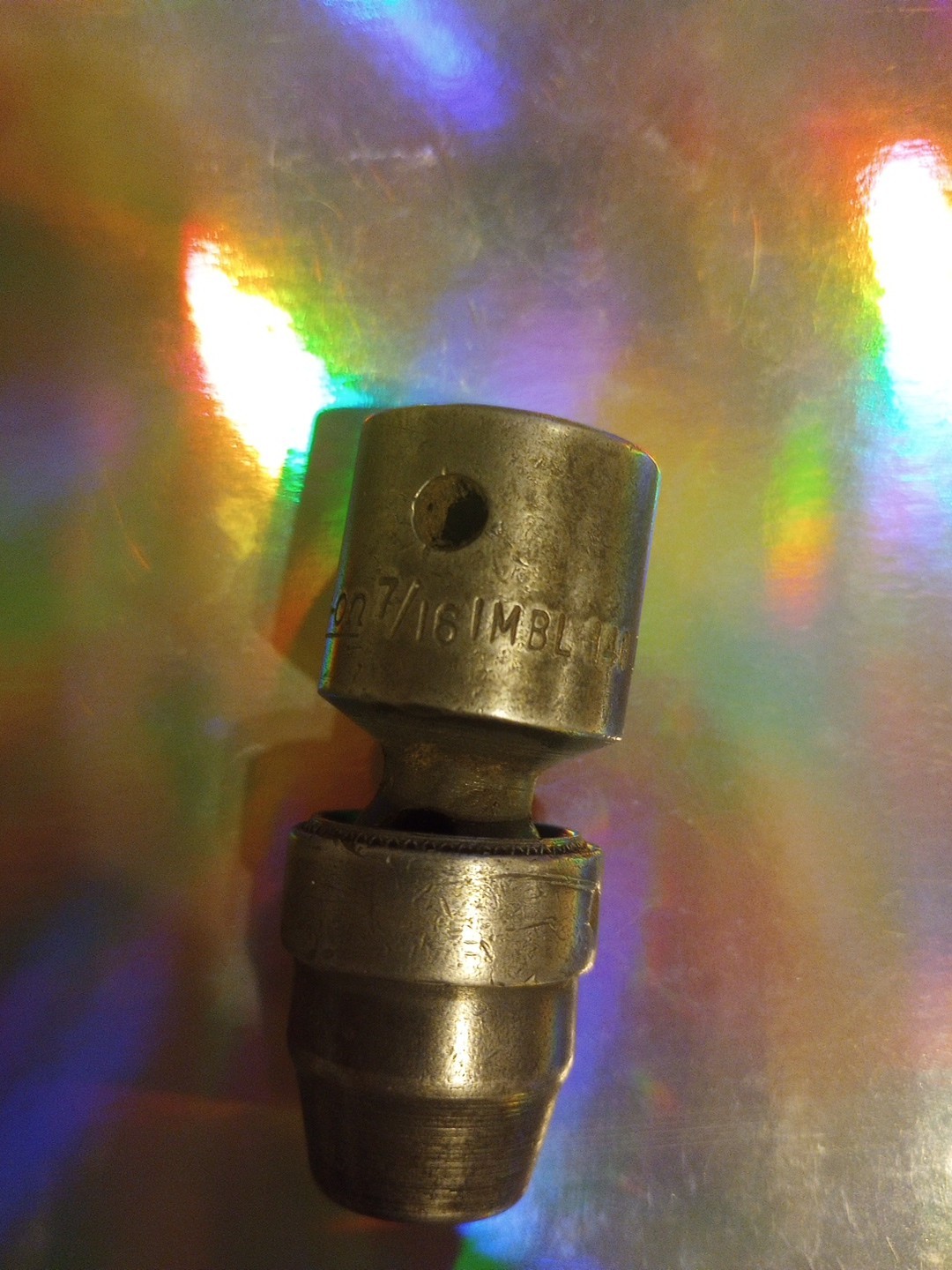 Snap On Impact Flexible 7/16 Socket IMBL140D 6pt USA Tool Vntg for 1/2 Ratchet