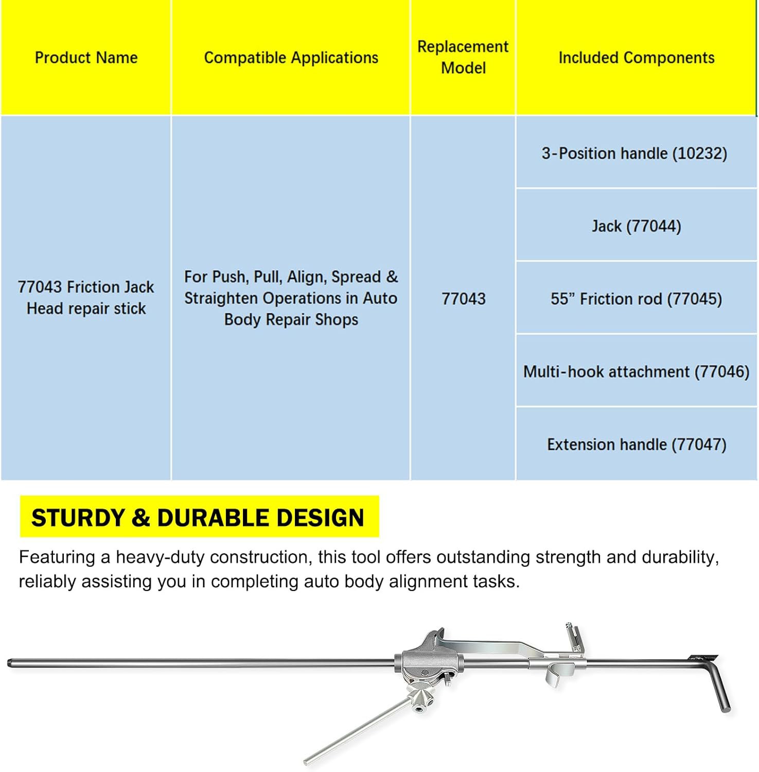 Monkey On A Stick Friction Body Jack 77043 Alignment Repair Tool 55″ Friction