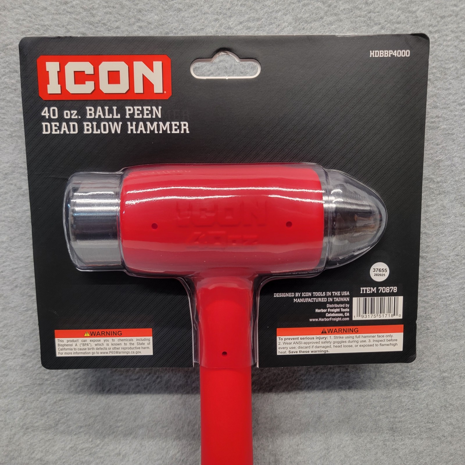 NEW ICON 40 oz. Ball Peen Steel Face Deadblow Hammer HDBBP4000