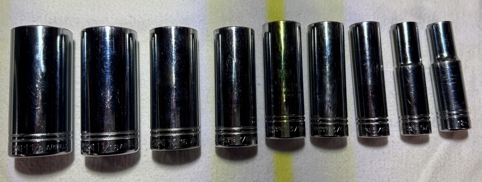 Armstrong Armaloy 1/2″ Drive 12 Point Deep SAE Socket Lot / Made in the USA