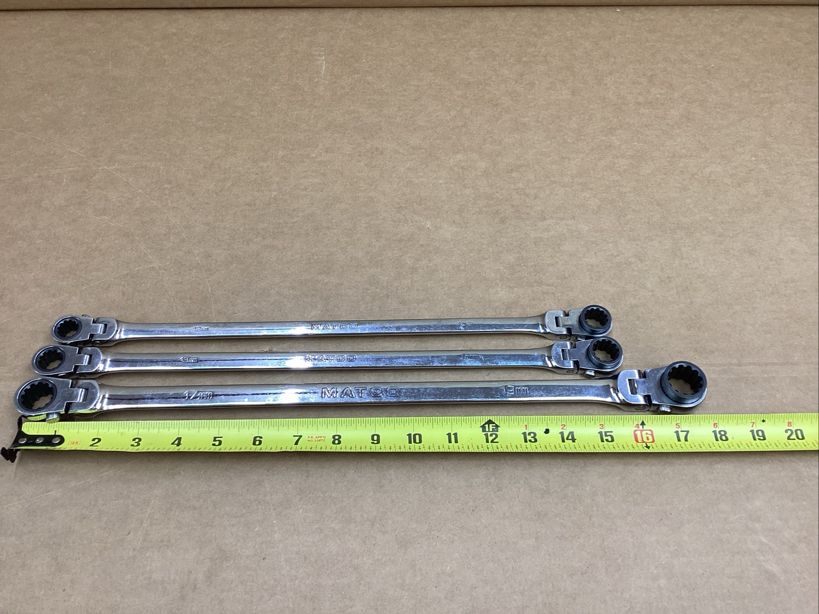 MATCO 3 Piece Long Double Flex Ratcheting Wrench Set Metric RRFXLM