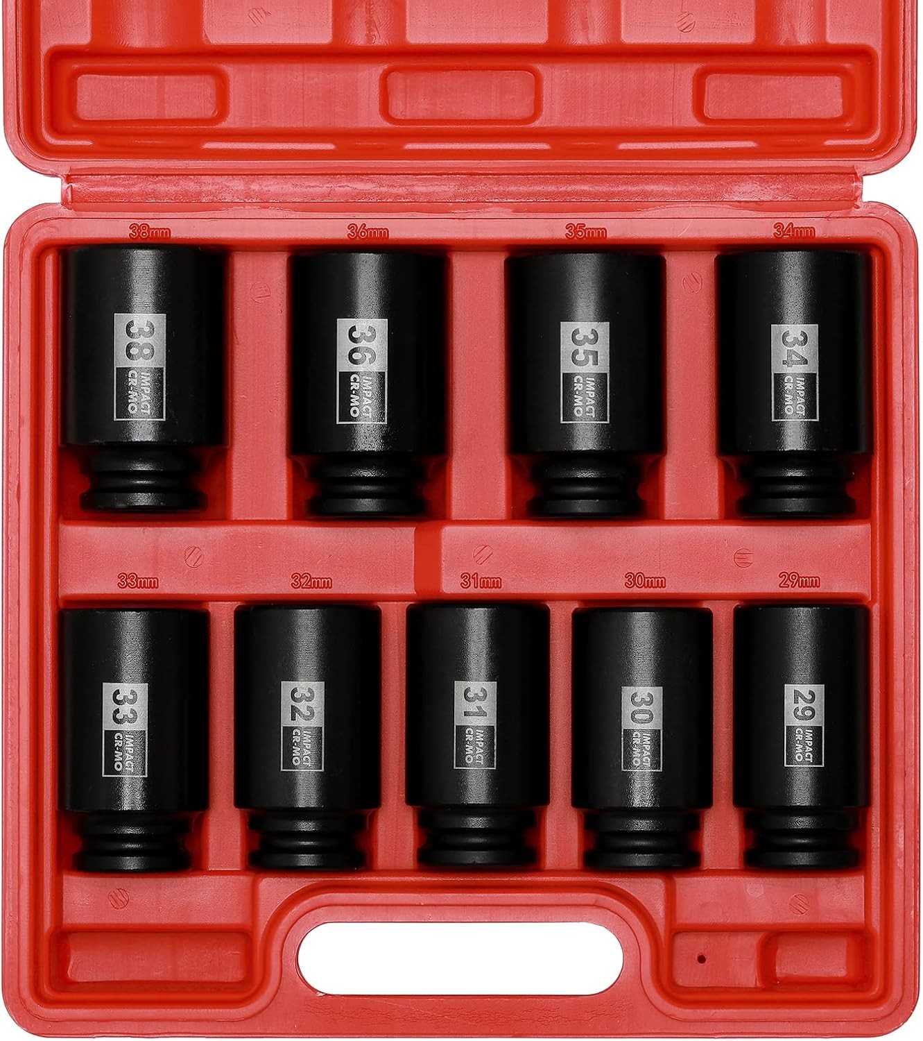 9PCS 1/2″ Drive Deep Impact Socket Set 29-38mm CR-MO 6-Point