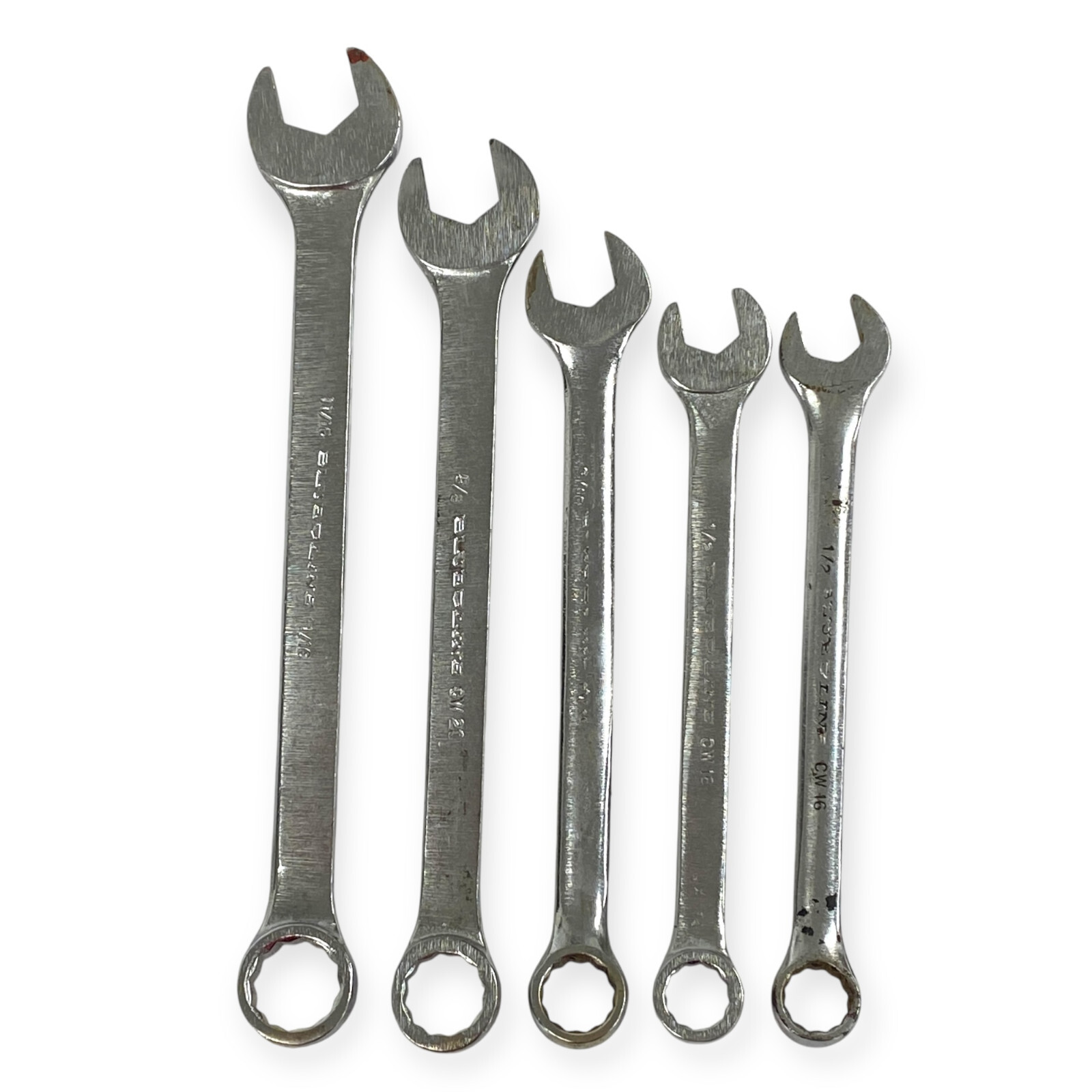 Blue Line CW16 1/2, CW20 5/8, 11/16 in 12 Point Combination Wrench Set, 5 Pcs