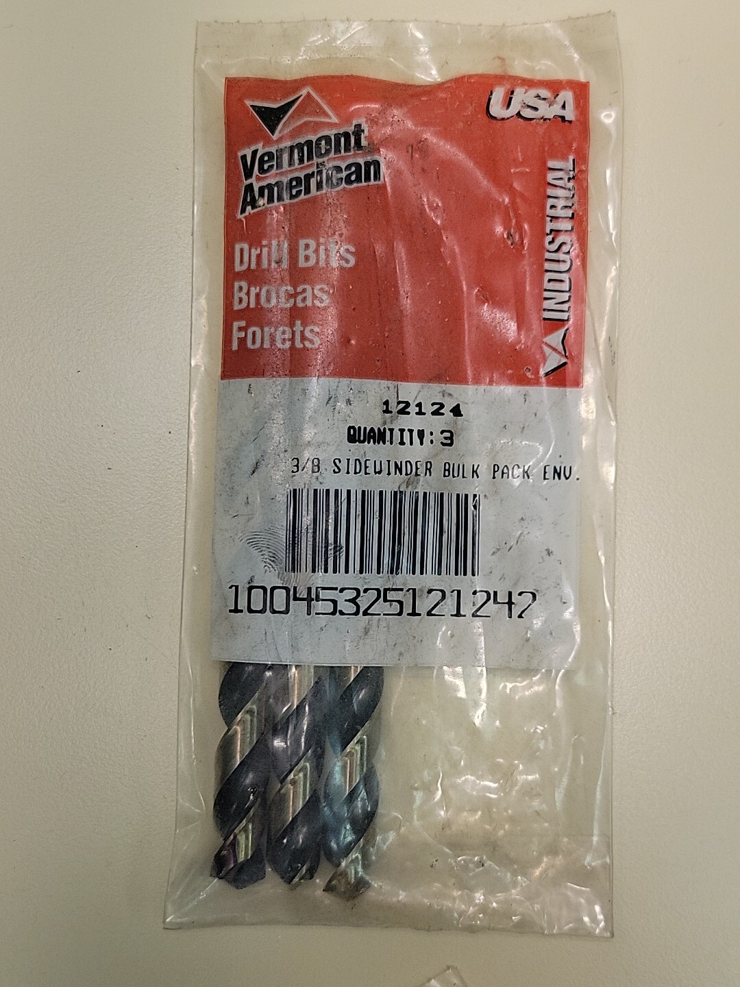 Vermont American 3/8″ Steel Drill Bit Sidewinder 12174 USA MADE 1 pack of 3 Bits