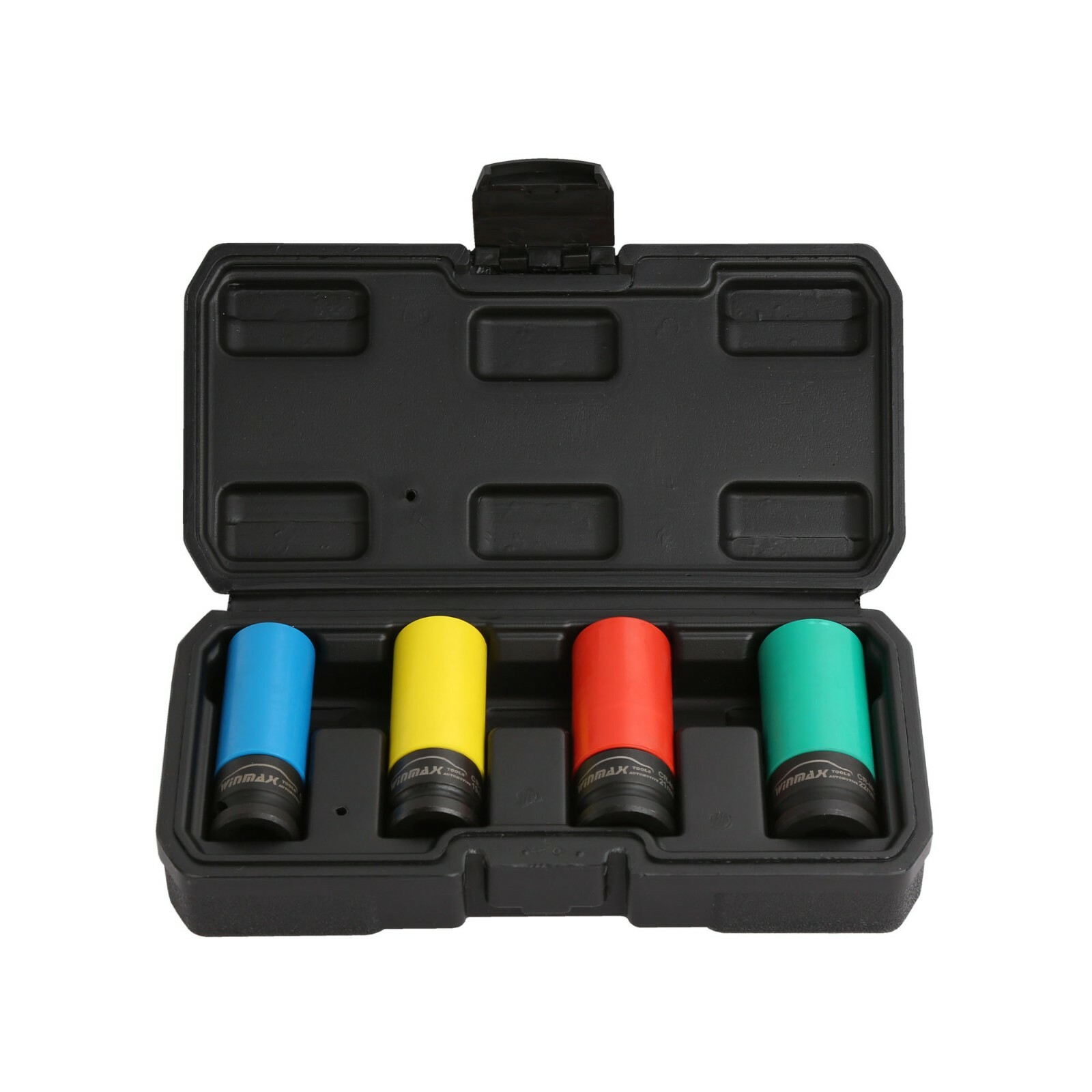 1/2In Dr Lug Nut Impact Socket Set With Rotary Protective Sleeve 17 19 21 22mm