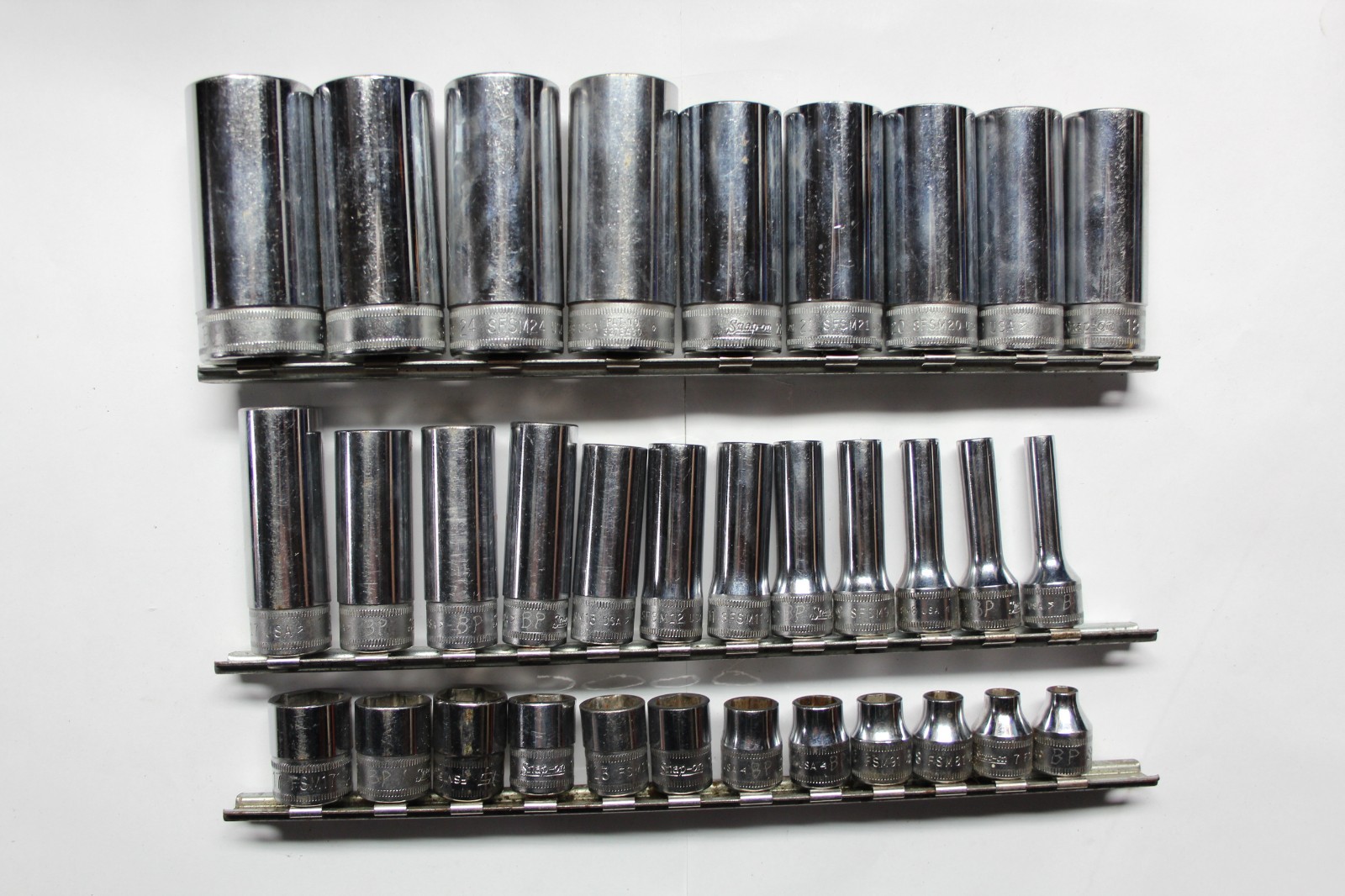 SNAP-ON TOOLS 3/8″ DRIVE 6-POINT METRIC DEEP/SHALOW SOCKET SET 26MM-6MM 33pc USA