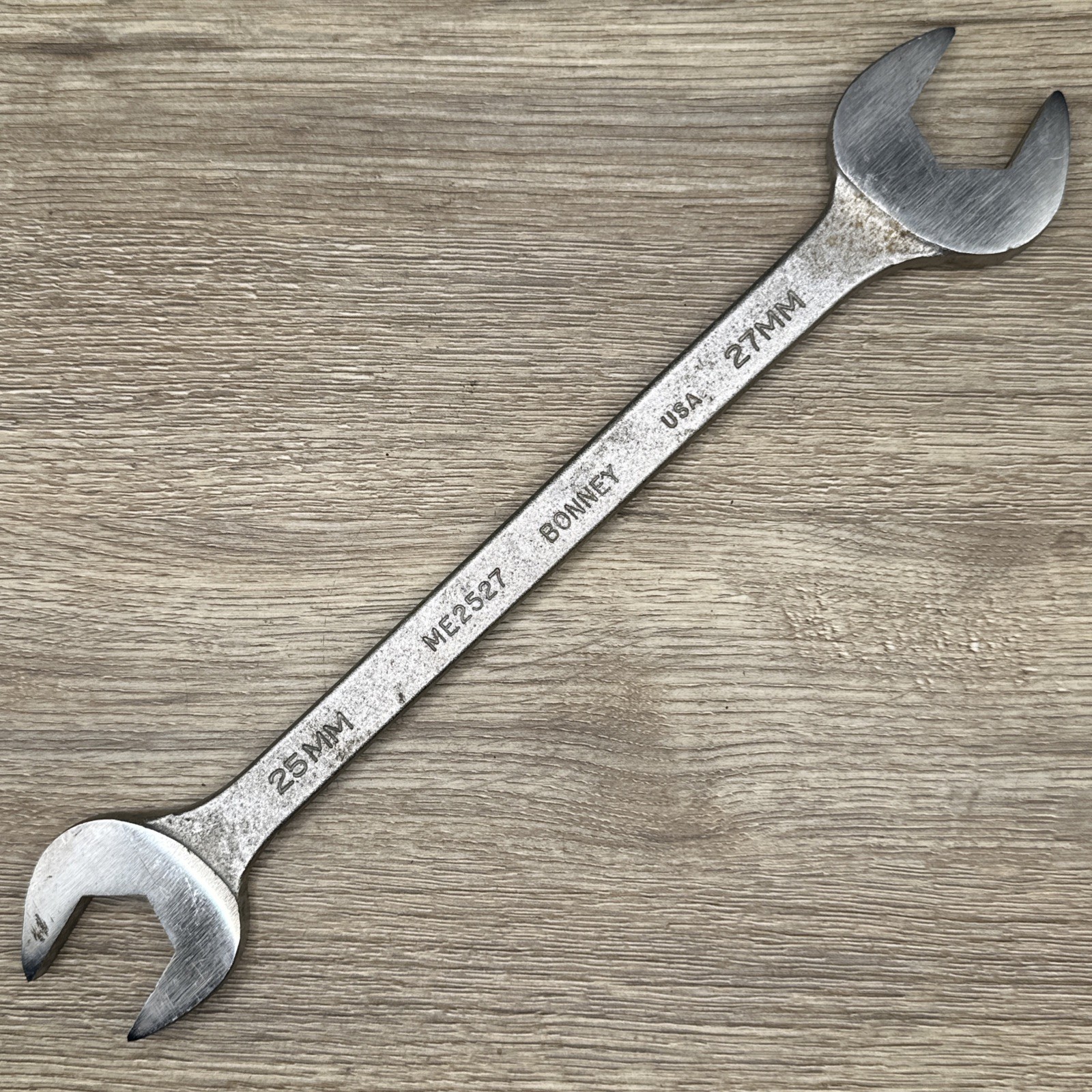 Vintage Bonney 25mm x 27mm Open End Wrench ME2527 Made In USA