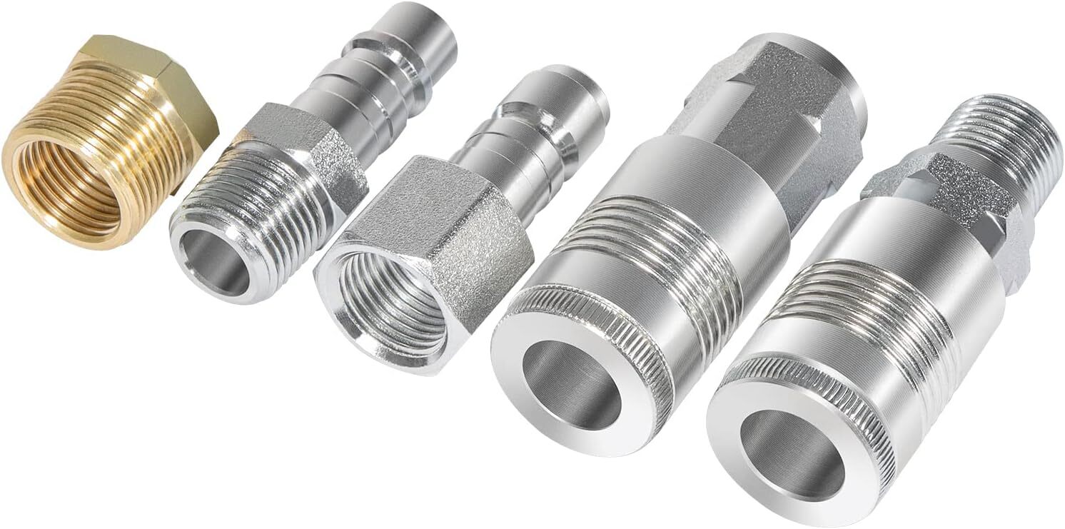 5 piece 1/2-Inch NPT G Style Coupler Plug and Air hose Reducer Bushing Kit S-224