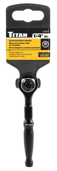 Titan 11313 1/4 in Drive 4 in Long Micro Swivel Ratchet Flex Head Tool