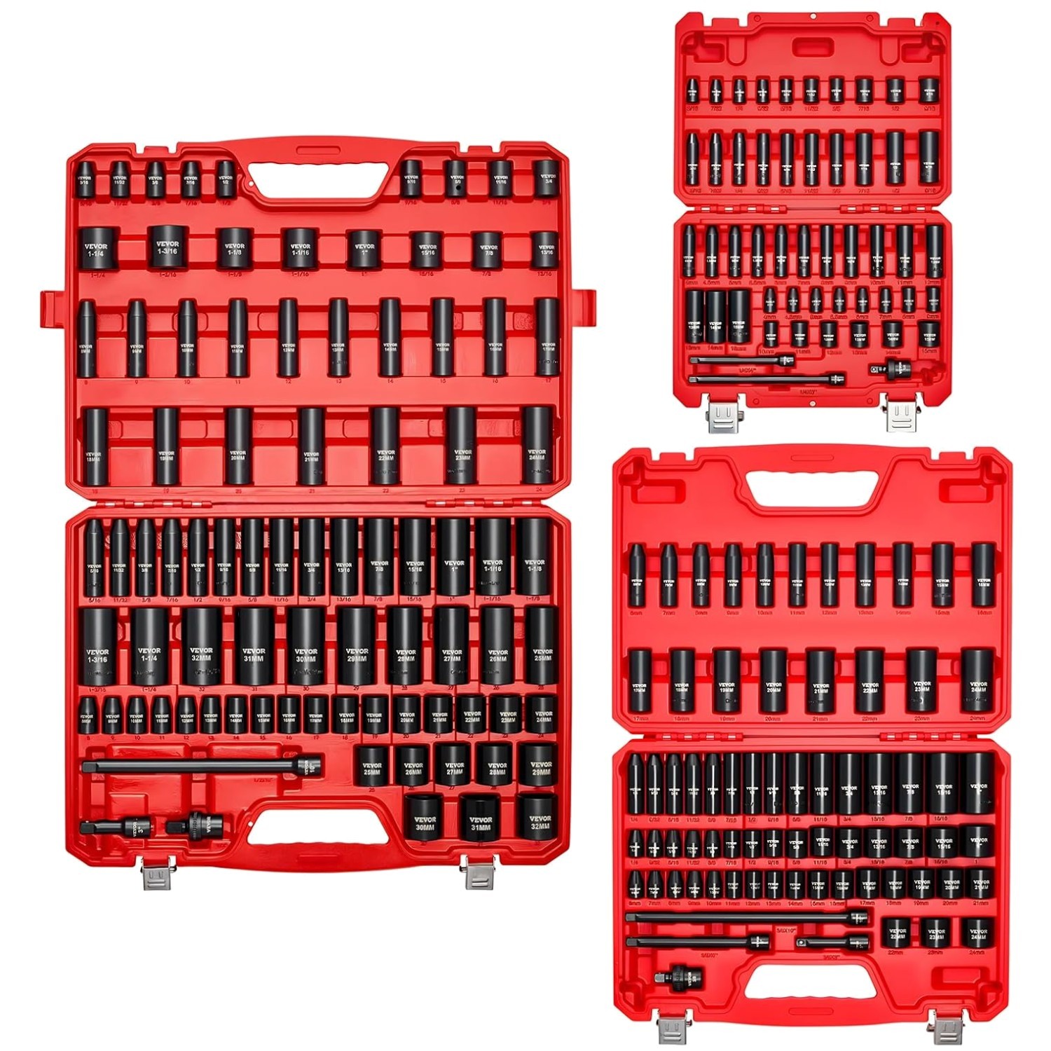 High-Impact Torque Socket Set, 210-Piece with Extension Bars