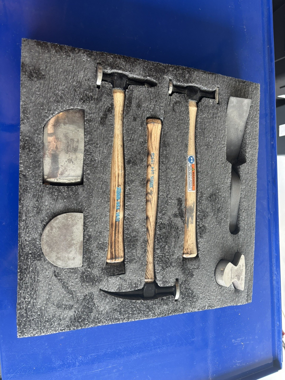 Martin Tools 647K 7 Piece hammer and dolly Repair Set with Hickory Handles