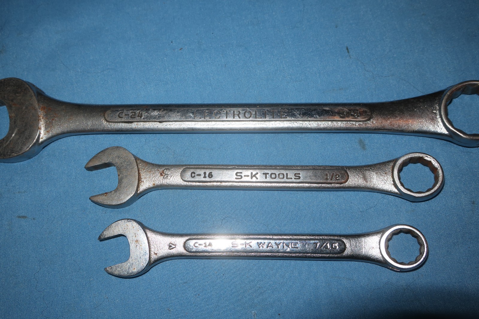 Lectrolite #1714R S-K Wayne Tools 14 Piece Combination Wrench Set w/Storage Roll