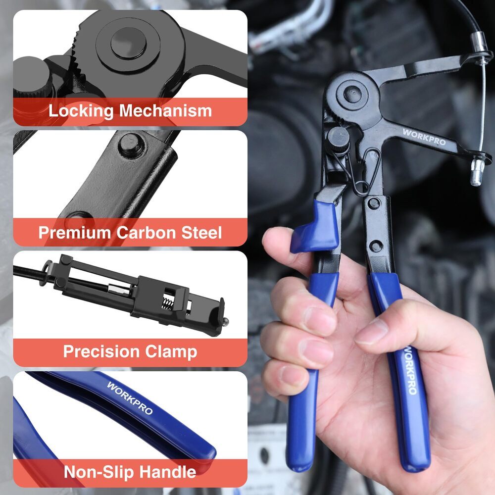 WORKPRO 2PC Hose Clamp Plier Flexible Hose Clamp 27″ Flat Band Hose Clamp Pliers