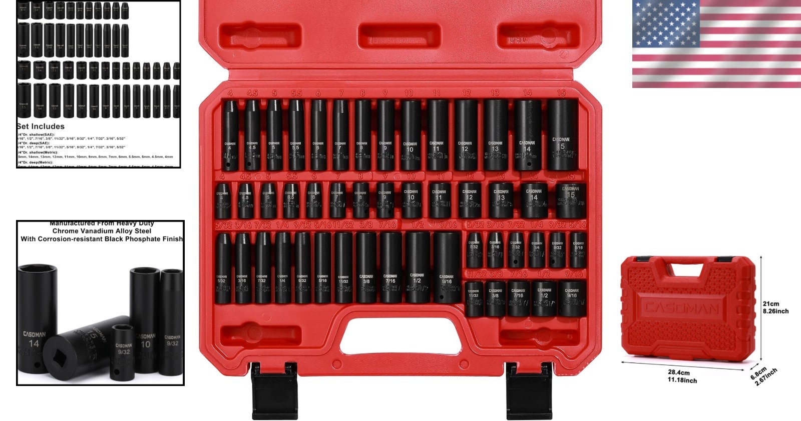 Heavy-Duty 1/4 Inch Drive Master Impact Socket Set – Corrosion-Resistant Finish