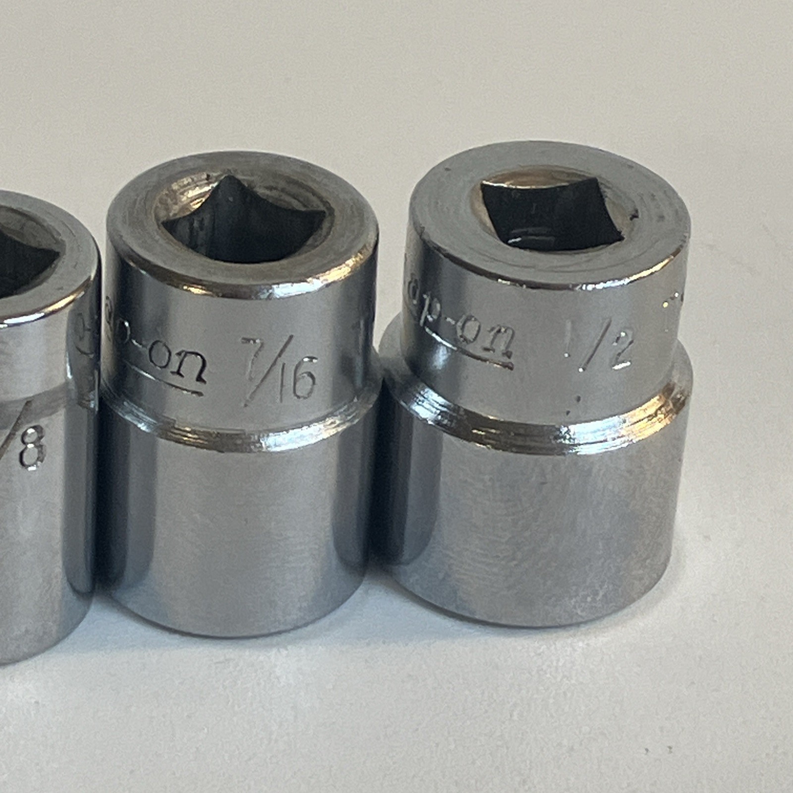 Snap On Tools 1/4″ Drive 9 Pc SAE Shallow 6 Pt Socket Lot TM6 – TM18 3/16″-9/16″
