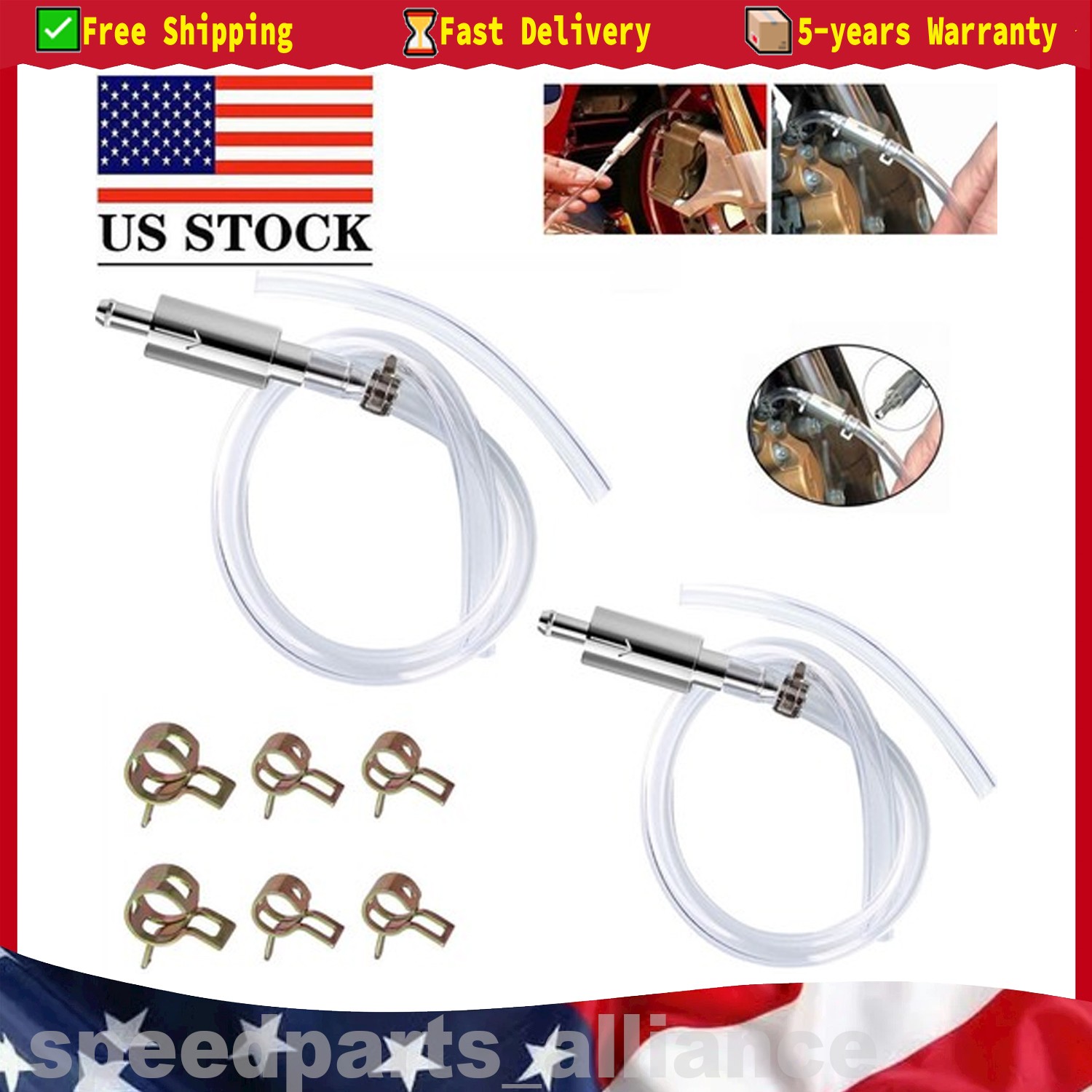 2 PCS Brake Bleeder Hose, One Way Check Valve Tube Bleeding Tool Kit Silver US