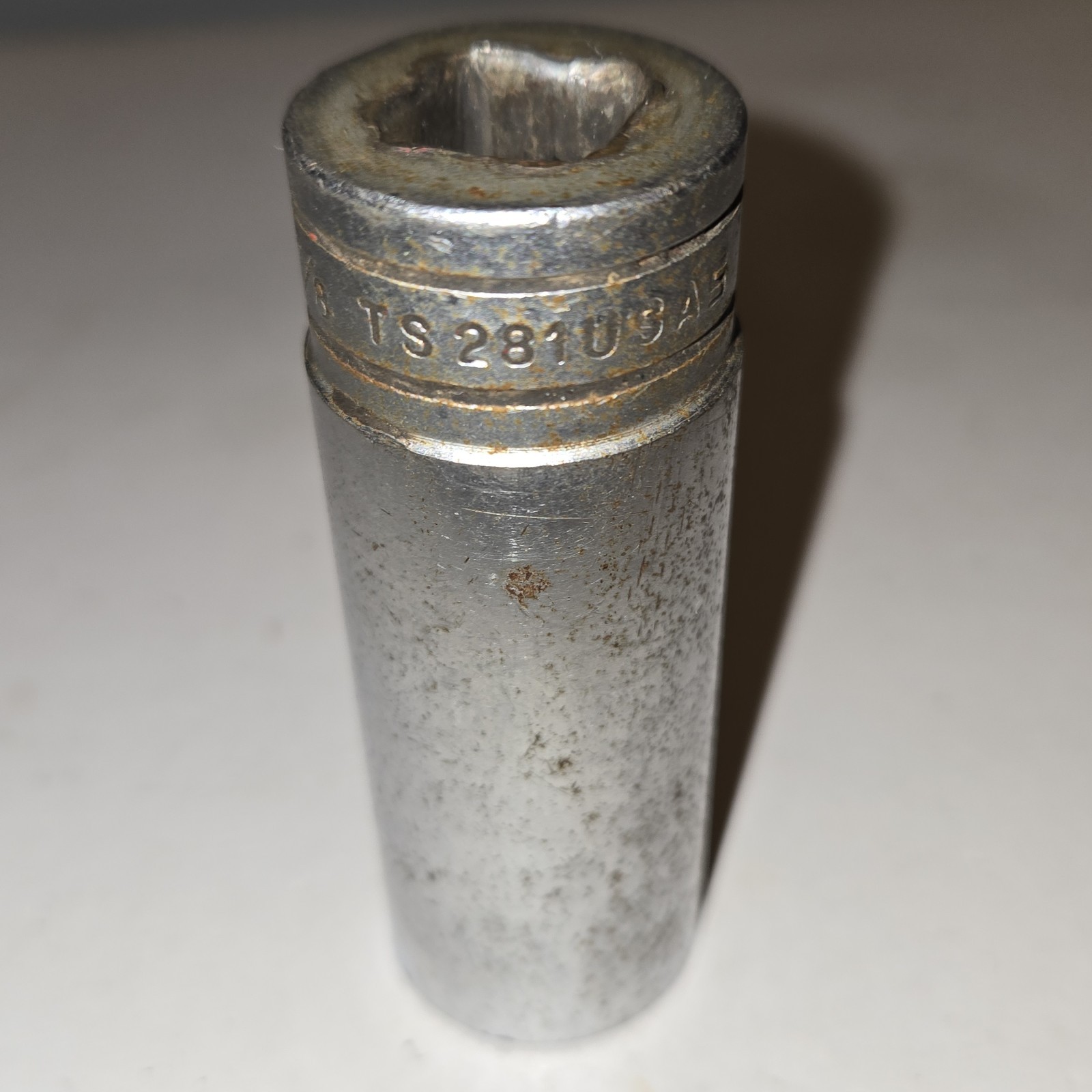 Vintage Snap-On 7/8″ SAE 1/2″ Drive Deep 6-Point Socket TS281 Flank Drive USA