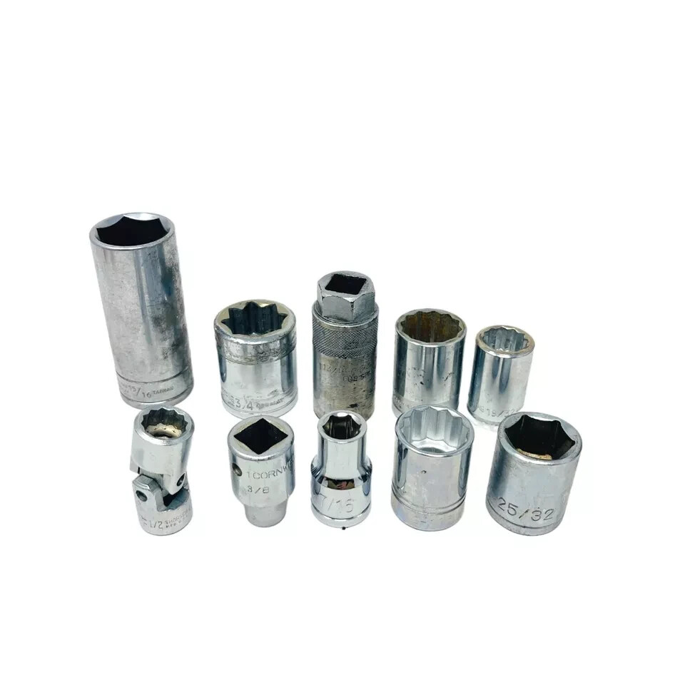10 Pcs Armstrong, Thorsen and Assorted 1/2 3/8 7/16 25/32 15/16 Socket Set