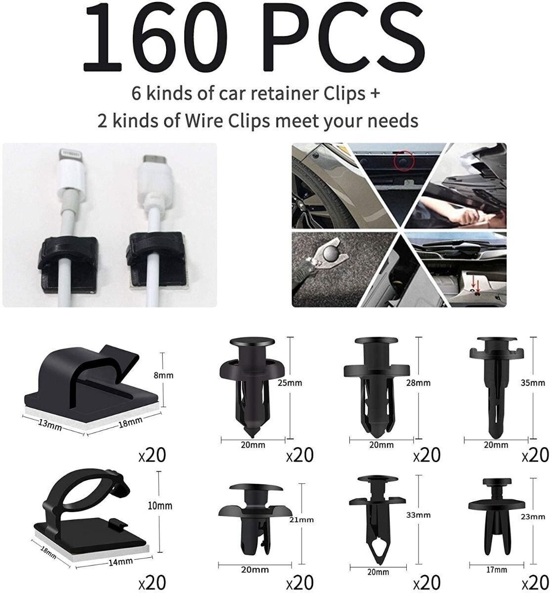 200Pcs Car Trim Removal Tool Set Hand Tools Pry Bar Panel Door Interior Clip Kit