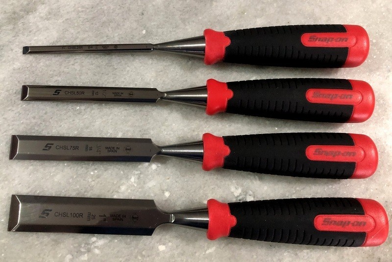 New Snap-on Tools RED 4pc Composite Handle Soft Grip Chisel Set CHSL400