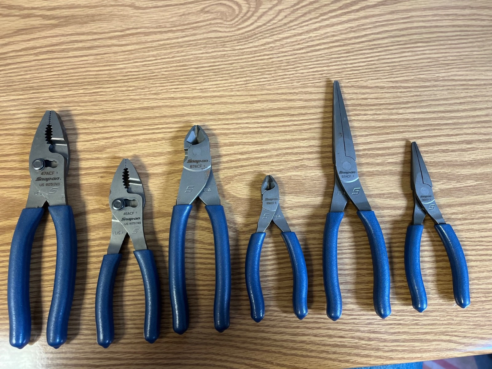 SNAP ON POWER BLUE SIX PIECE PLIER SET — LOC#115