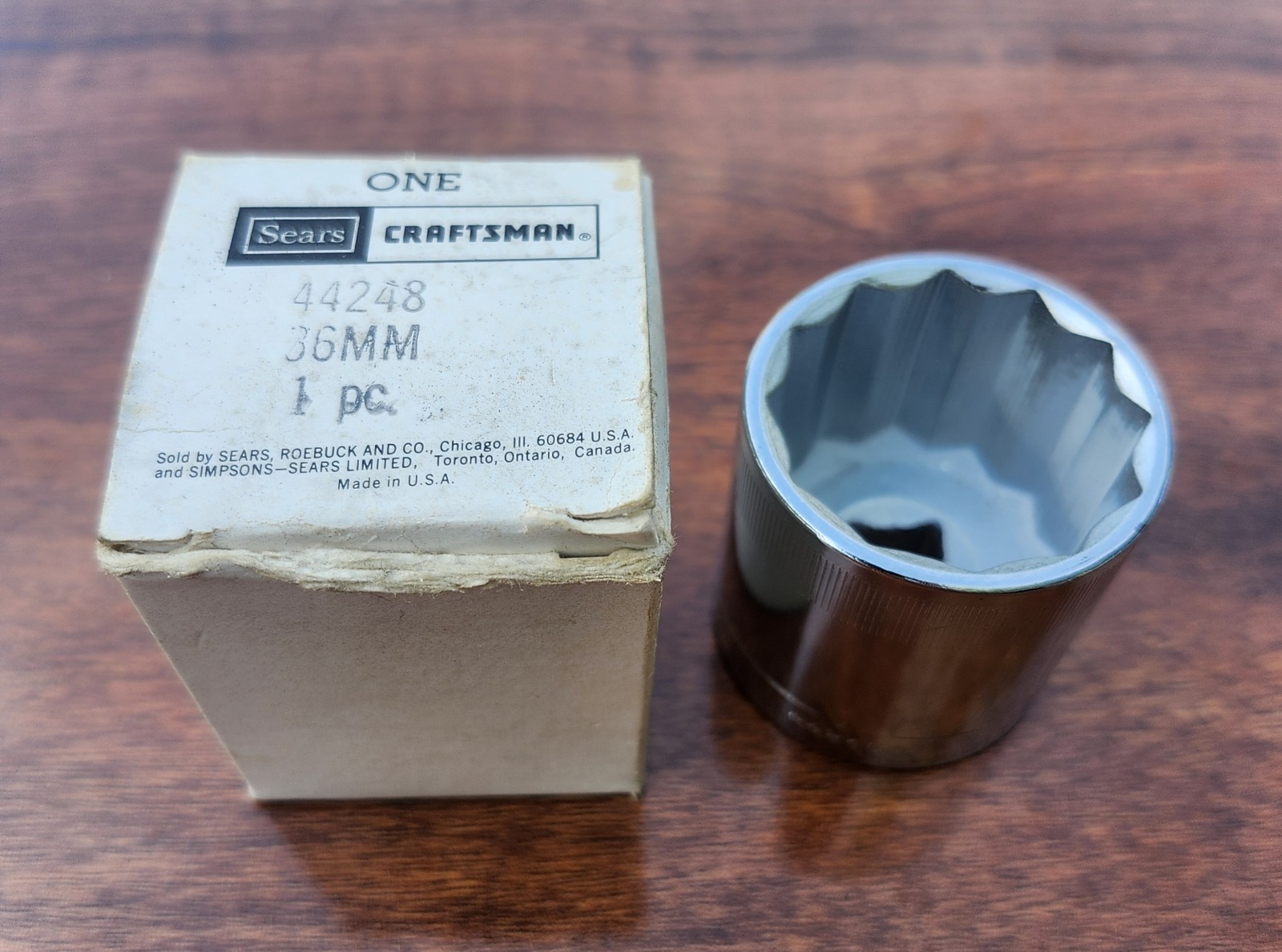 Craftsman 36mm Metric Top Knurl 1/2″ Drive 12 Point USA -V- Series NOS with Box