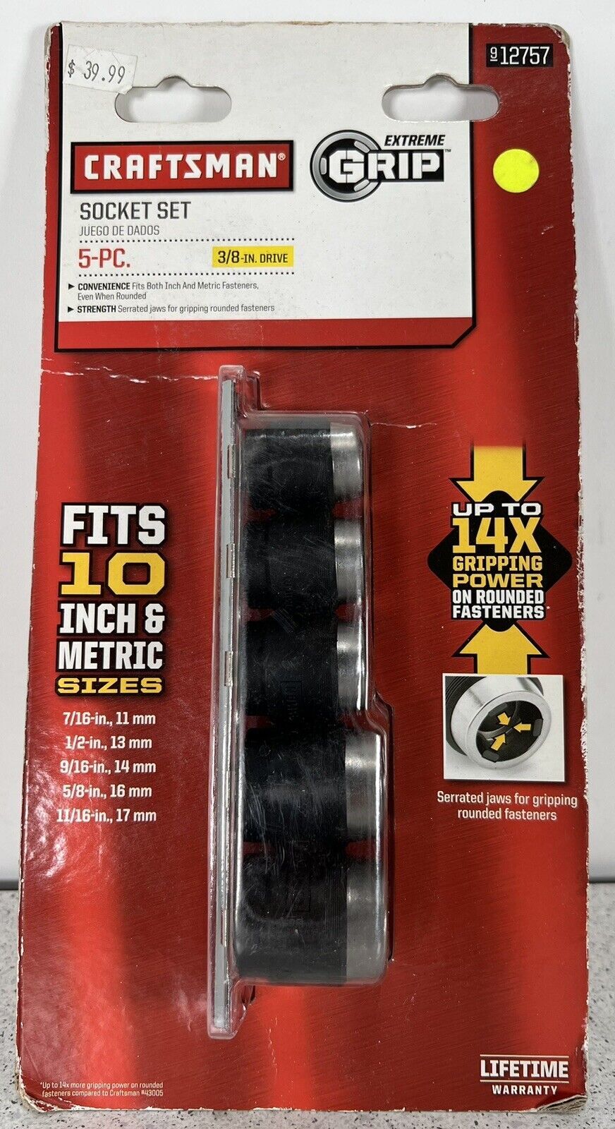 Craftsman 5 piece Extreme Grip Socket set, NIB