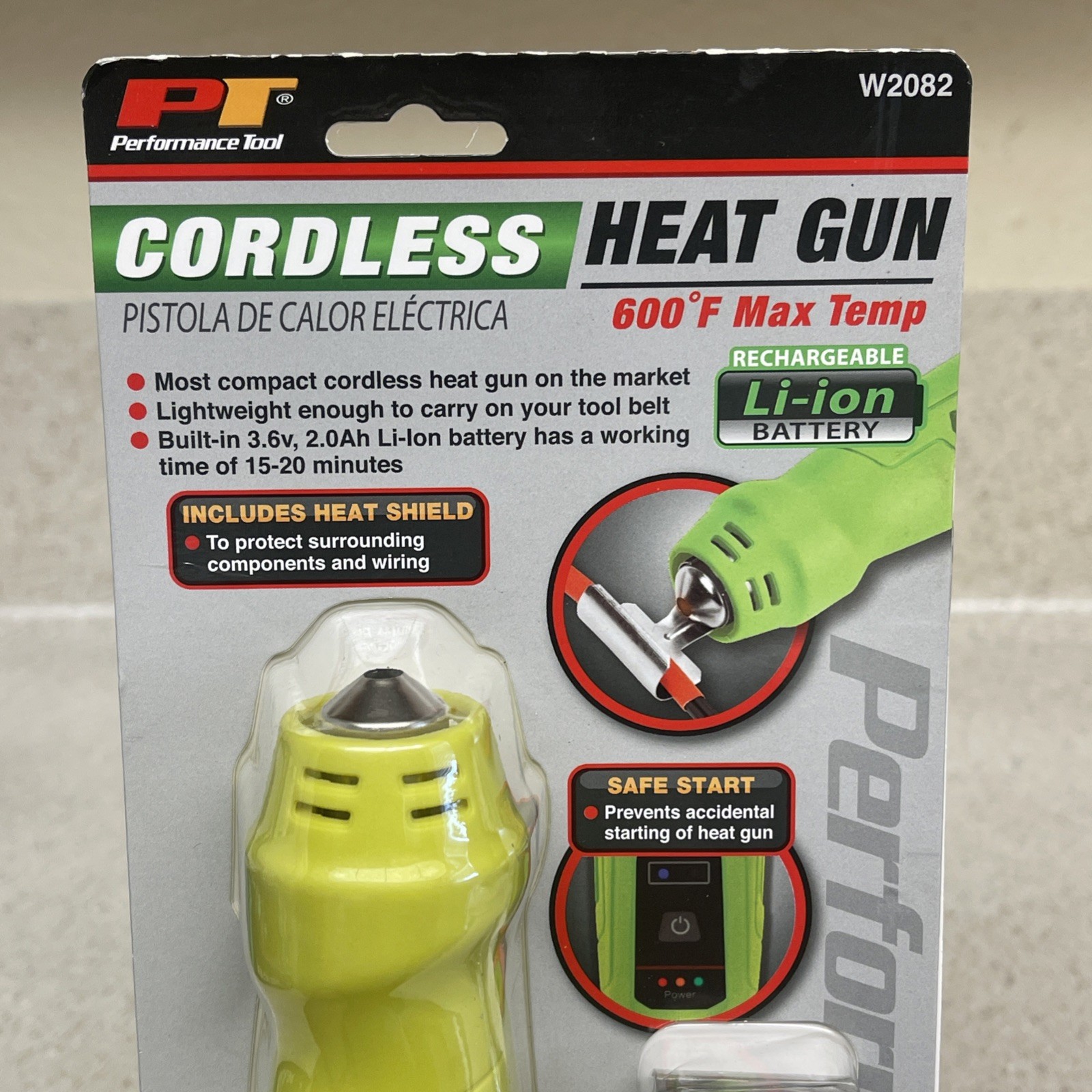 New Performance Tool Rechargeable Mini Heat Gun 600 Degree Temp w/Shield #W2082