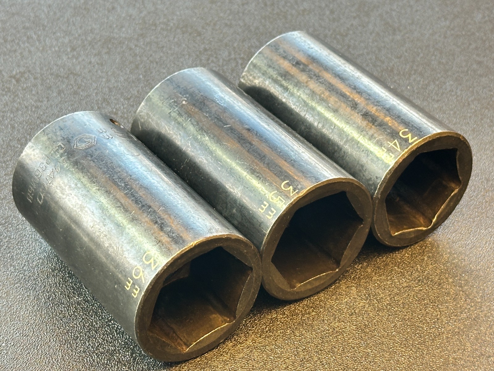 Matco Tools USA 3pc Deep Impact Socket Set Lot 1/2” Drive, Metric 34mm 35mm 36mm