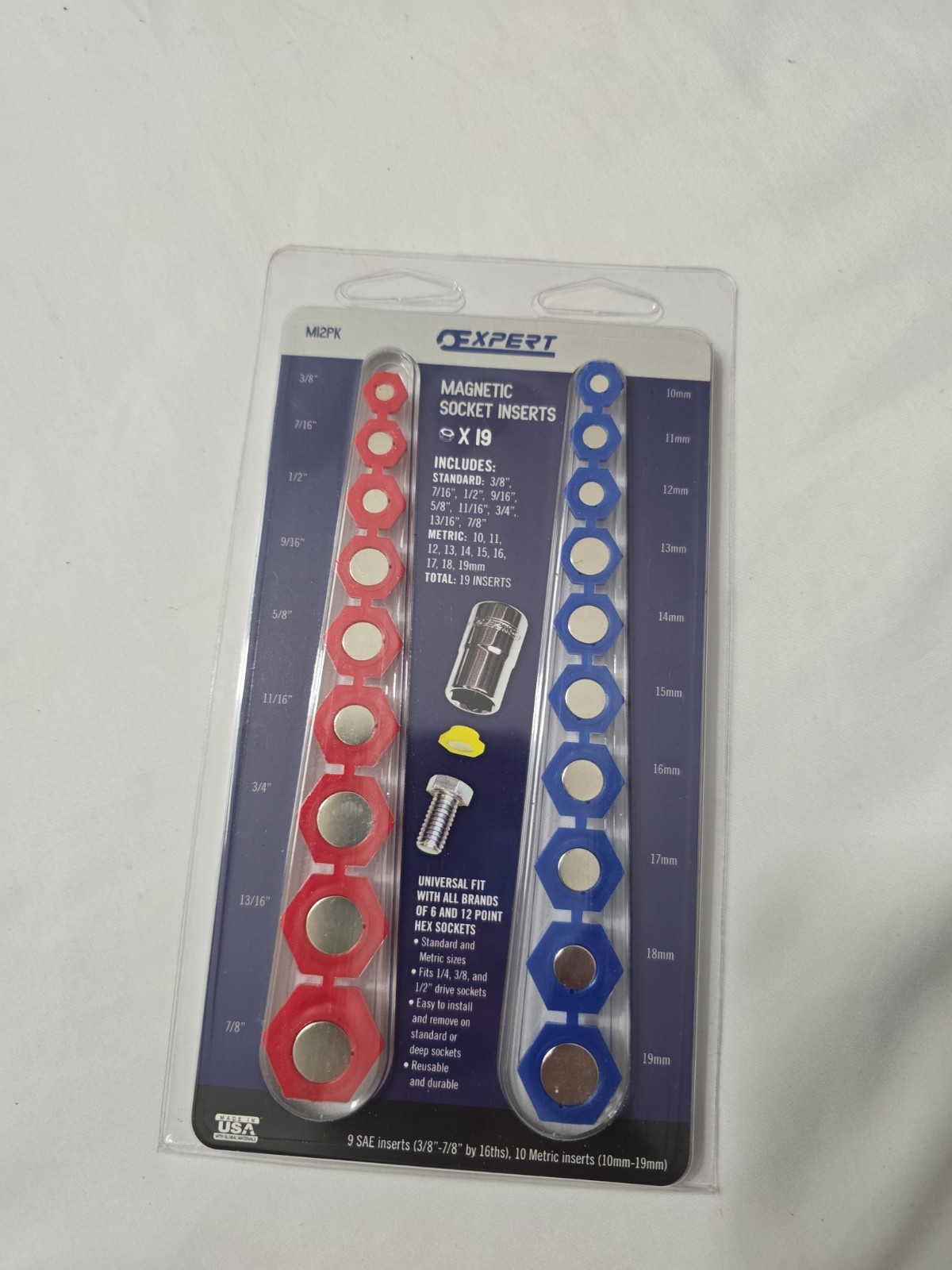 8 Packs-Expert Magnet Socket Insert Set Standard (SAE) and Metric Universal