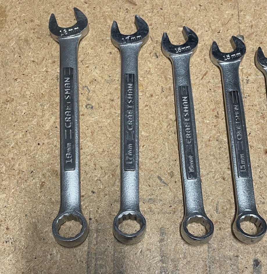 Craftsman USA 20 pc SAE Metric Combination Wrench Sets. Mostly VV 18-8mm 1”-5/16